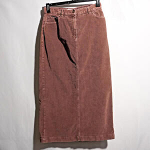 VTG 90s Y2K Brown Corduroy Midi Maxi Skirt Academia Preppy‎ Boho Sz 8 Back Slit